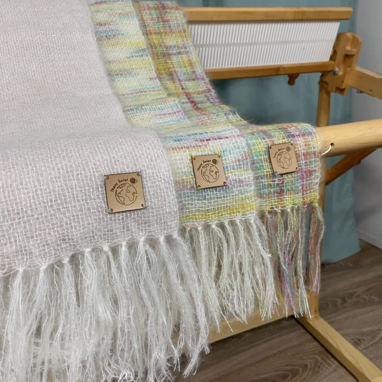 Zwiewny szalik handmade z moheru i jedwabiu